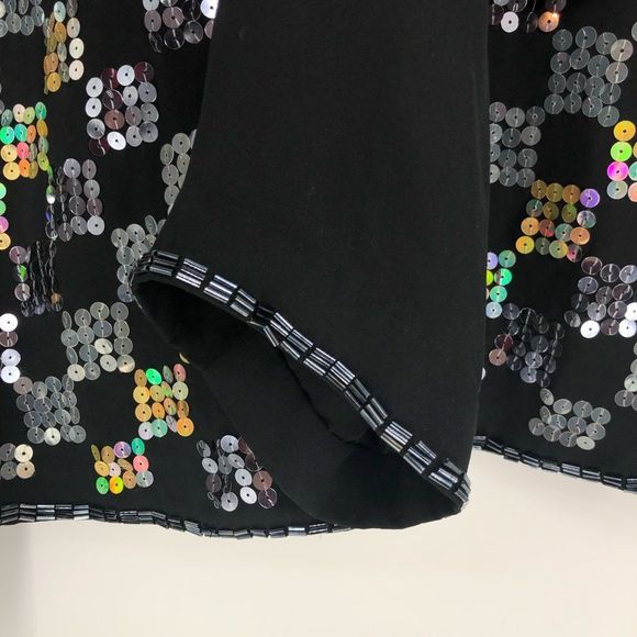 90’s Vintage Silver Iridescent Gold Sequin Checkerboard Evening Jacket size X - Picture 6 of 16